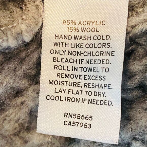 Treasure & Bond Wool Blend Pointelle Chunky Knit Turtleneck Sweater Gray Medium - Picture 5 of 5